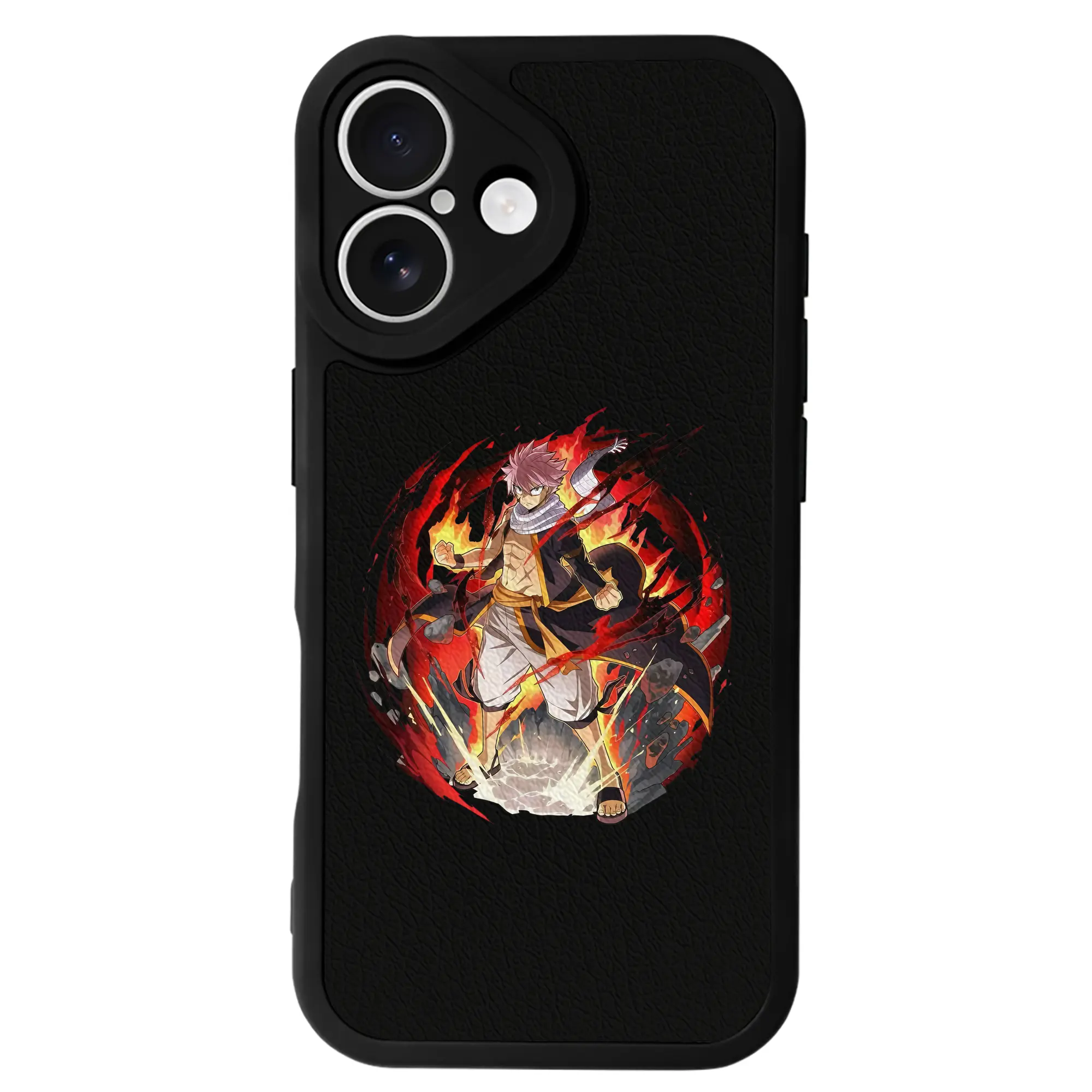 フェアリーテイル グッズ ナツ・ドラグニル - IPhone 16シリーズ対応 ・ シリコンスマホケース ・ レザー調 ・ 高精度フィット ・ 耐衝撃 ・ ワイヤレス充電対応 ・ 精密カット